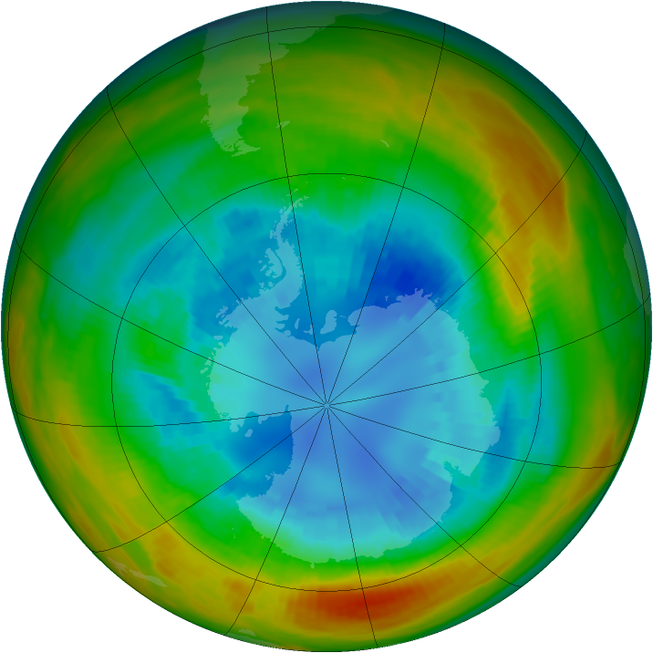Antarctic ozone map for 31 August 1984